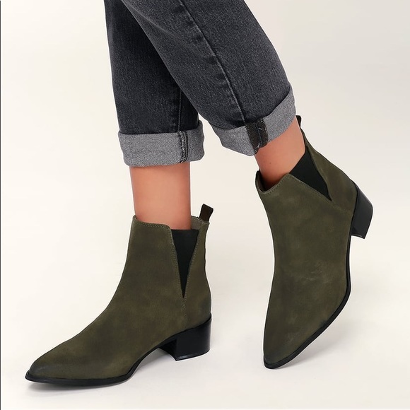 rebels Shoes - Rebels Rally Green Suede Leather Ankle Boots